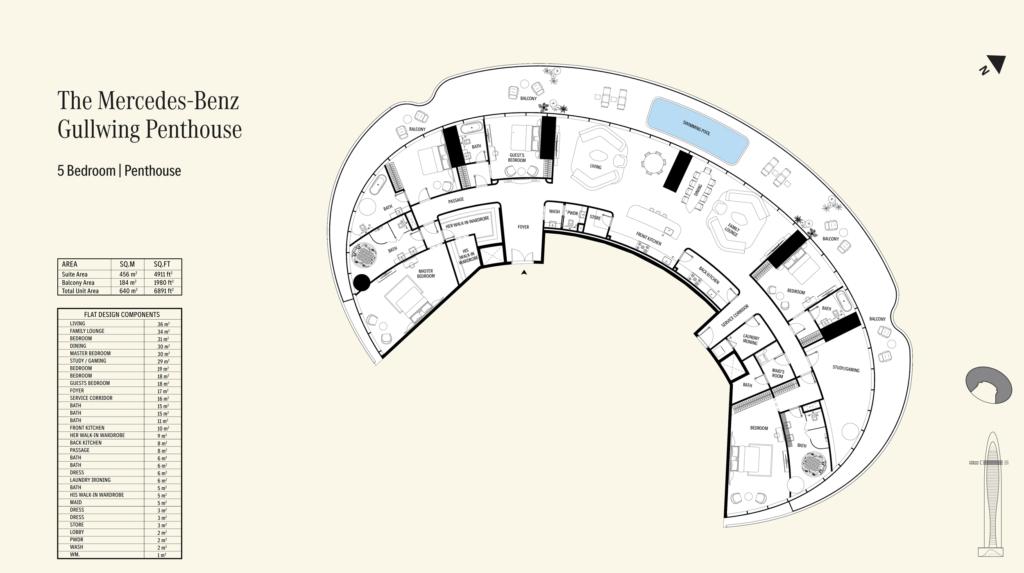  Mercedes-Benz Places floor plan 2 - luxury apartment layout images and PDF download 